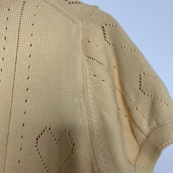 Minnie Rose Short Sleeve Pointelle Cardigan Medium Cotton Cashmere - Picture 6 of 16